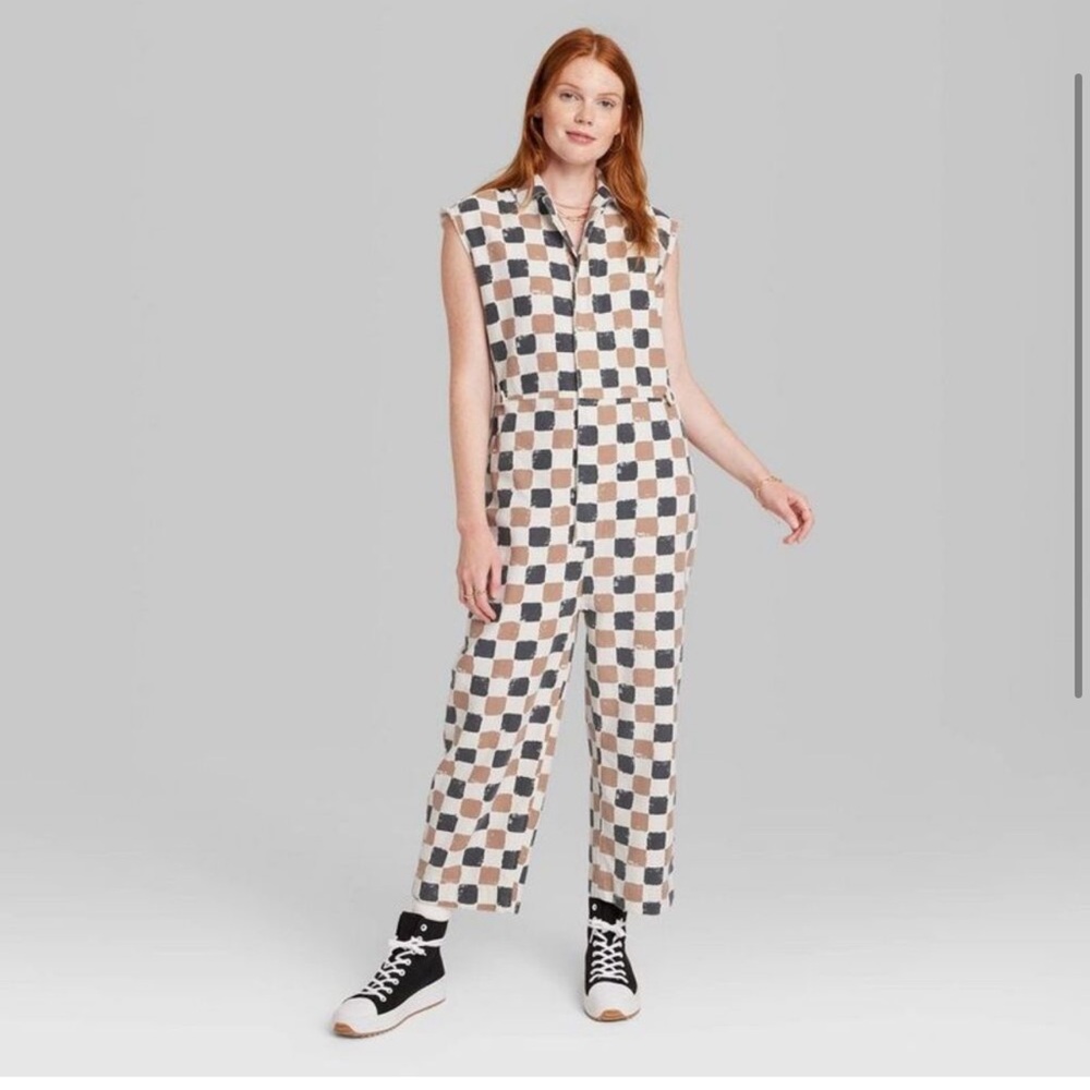 25. NWT Ascot + Hart Checkered Graphic Jumpsuit